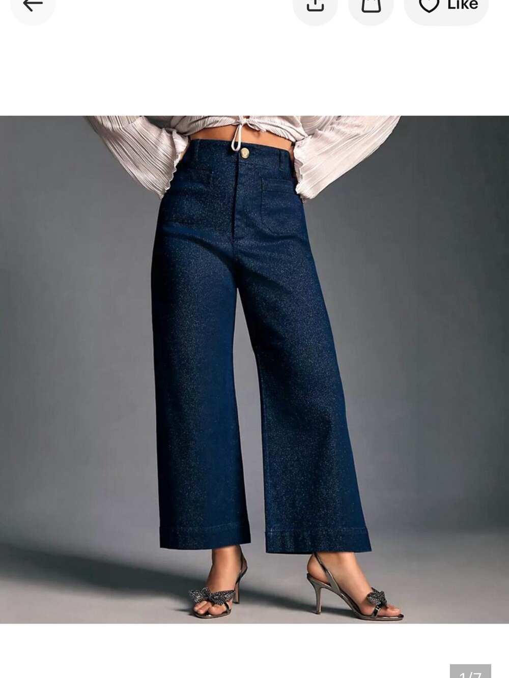 Anthropologie Maeve Colette Sparkle High-Rise Wide-Leg Jeans — Dark Navy
